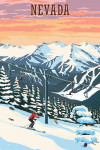 Nevada - Painterly - Winter Skiers