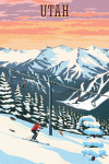 Utah - Painterly - Winter Skiers