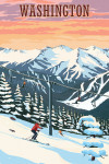 Washington - Painterly - Winter Skiers