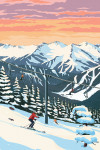 Painterly - Winter Skiers