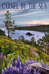 Carmel-By-The-Sea, California - View of Bay and Mountains