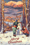 Merry Christmas - Merry & Bright - Vintage Snowman