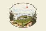 Vintage Linework - Crocodile