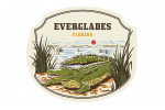 Everglades, Florida - Vintage Linework - Crocodile - Contour