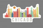 Chicago, Illinois - City Vector Opacity - White Version - Contour