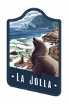La Jolla, California - Sea Lions on Coast - Contour
