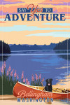 Bellingham, Washington - Painterly - Say Yes to Adventure - Dog, Canoe & Lake