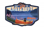 Bellingham, Washington - Painterly - Say Yes to Adventure - Dog, Canoe & Lake - Contour
