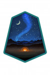 Camping Scene - Tent & Night Sky - Mid-Century Style - Contour