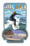 Del Mar, California - Day Surfer with Inset - Contour