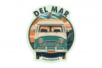 Del Mar, California - Letterpress - Camper Van - Beach - Contour