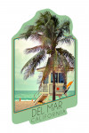 Del Mar, California - Lifeguard Shack & Palm - Contour