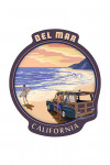 Del Mar, California - Painterly - Woody on Beach - Contour