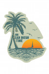 San Diego, California - On San Diego Time - Sunset with Palm Tree - Contour