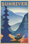 Sunriver, Oregon - Lithograph - Elk & Mountain Scene