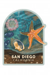 San Diego, California - Painterly - Tiny World Huge Wonders - Starfish & Shells - Contour