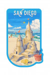 San Diego, California - Painterly - Soak Up Summer - Sand Castle - Contour
