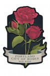 Portland, Oregon - Vintage Flora Noir - Red Rose - City of Roses - Contour