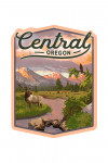 Central Oregon - Painterly - Elk & Mountain Stream at Sunset - Contour