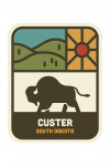 Custer, South Dakota - Simple Vector - Bison - Contour