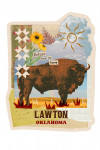 Lawton, Oklahoma - Retro Collage - Bison - Contour