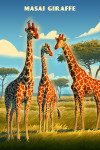 Lithograph Wildlife Series - Masai Giraffe