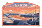 San Diego, California - Lithograph - Home Sweet Harbor - Boats in Marina - Contour