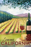Sonoma, California - Watercolor - Wine Country & Vineyard Scene