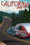 Highway 108, California - Retro Camper on Road