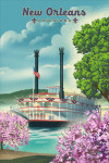 New Orleans, Louisiana - Lithograph - Paddlewheel Boat
