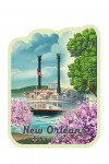 New Orleans, Louisiana - Lithograph - Paddlewheel Boat - Contour