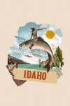 Idaho - Retro Collage - Trout Fishing