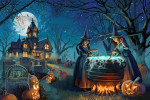Oil Painting - Cemetery Witch's Brew