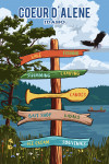 Coeur d'Alene, Idaho - Signpost - Lake & Eagle