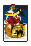 Salem, Massachusetts - Halloween Witch & Jack-O-Lantern - Vintage Postcard - Contour
