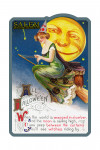 Salem, Massachusetts - Halloween Witch & Moon - Vintage Artwork - Contour