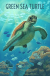 Lithograph Wildlife Series - Green Sea Turtle