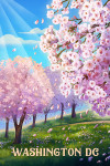 Washington DC - Lithograph - Cherry Blossom