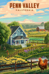 Penn Valley, California - Lithograph - Farm Life