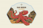 San Diego, California - Vintage Linework - Pacific Octopus