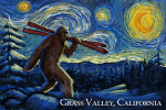 Grass Valley, California - Starry Night - Winter Bigfoot with Skis