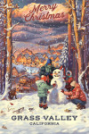 Grass Valley, California - Merry & Bright - Vintage Snowman