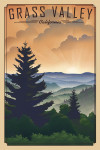 Grass Valley, California - Lithograph - Mountains