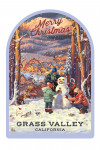 Grass Valley, California - Merry & Bright - Vintage Snowman - Contour