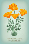 Mendocino, California - Vintage Flora - State Series - California Poppy