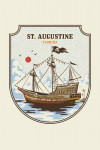 St. Augustine, Florida - Vintage Linework - Pirate Ship