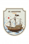 St. Augustine, Florida - Vintage Linework - Pirate Ship - Contour