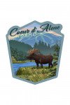 Coeur d' Alene, Idaho - Painterly - Moose - Summer Scene - Contour