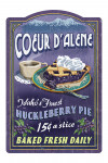 Coeur d'Alene, Idaho - Vintage Sign - Huckleberry Pie - Contour