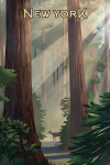 New York - Lithograph - Deer in Forest